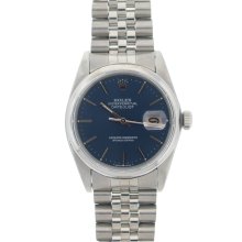 Pre-owned Rolex Men's Datejust Blue Dial Stainless Steel Watch (Stainless steel 36mm, blue dial)