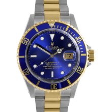 Pre-owned Rolex Men's Blue Two-tone Submariner Watch (Watch)