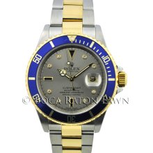 Pre-Owned Rolex Submariner 16613 Serti Two Tone Watch