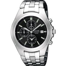 Pulsar Men's Stainless Steel Chronograph Black Dial PF8209