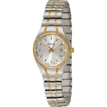 Pulsar PXT832 Women's Two Tone Silver Dial Expansion Bracelet Wat ...