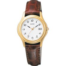 Pulsar Women's Brown Leather Strap Watch