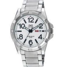 Q&q By Citizen Watch/casual-sport/day-date/bracelet/ Wht.dial/blk No's-a150j204y