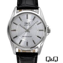 Q and Q Brand New Leather Quartz Water Resistant Classic Watch