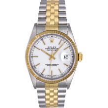 Rolex Datejust Men's 2-Tone Watch 16233 White Dial