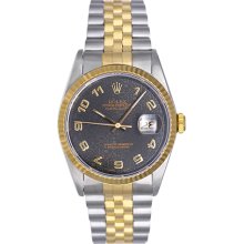 Rolex Datejust Men's 2-Tone Watch 16233 Black Jubilee Dial