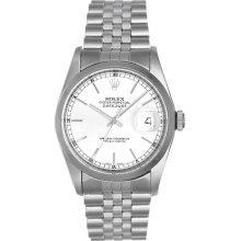 Rolex Datejust Men's Stainless Steel Watch 16200 White Dial White Dial