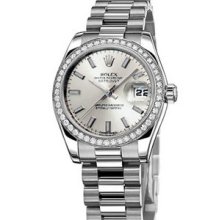 Rolex Datejust President 31mm Platinum Diamond Midsize Watch 178286
