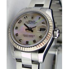 Rolex Ladies Datejust 18K&SS Mother of Pearl Arabic 79174