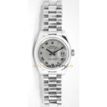 Rolex Ladys President New Style Heavy Band Model 179179 With A Silver Roman Dial