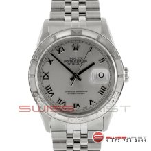 Rolex Mens Datejust Rhodium/Silver Roman Thunderbird Bezel