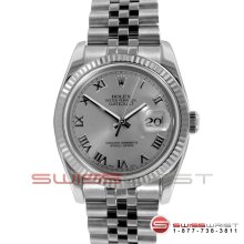 Rolex Men's New Style Datejust SS 116234 Silver Roman Dial Jubilee