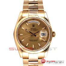 Rolex Men's New Style Y Gold 118238 President Champagne Stick Oyster