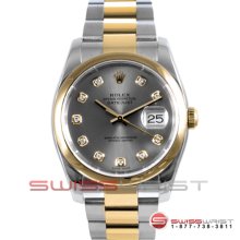 Rolex Men's New Style Datejust 2T 116203 Factory Slate Diamond Dial