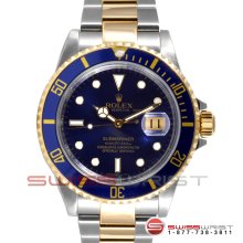 Rolex Submariner Two Tone Blue Dial - Engraved Bezel 16613 Late 2000s