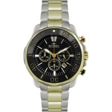 Rotary Gent's Black Chronograph Dial Two-tone Strap AGB00067/C/04 Watch