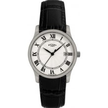 Rotary - Gent's Stainless Steel Casing Black Leather Watch - Gs00792/21