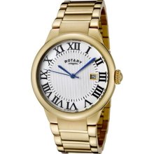 Rotary Men's Savannah White Textured Dial Almond Ion Plated Stainless