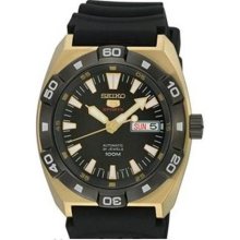 Seiko 5 Sports Black Dial Black Rubber Mens Watch SRP288