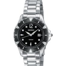 Seiko Ladies' Diamond Sport Stainless Black Dial SXDB25