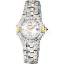 Seiko Ladies Two Tone Coutura Mother of Pearl with Diamonds SXD692