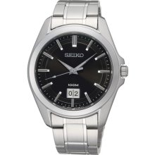 Seiko Men Classic Sapphire Watch Black Sur009p1