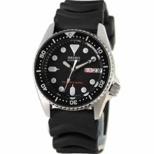 Seiko Men's 5 Automatic SKX013K Black Rubber Automatic Watch with Black Dial