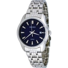 Seiko Men's Casual Stainless Steel Case and Bracelet Blue Dial Date Display SGEG03