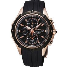 Seiko Mens Coutura Chronograph Stainless Watch - Black Rubber Strap - Black Dial - SNAF14