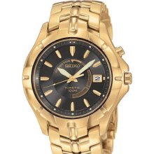 Seiko Men's Kinetic Charcoal Gray Dial Gold Tone SKA404