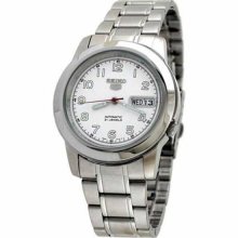 Seiko Men's SNKK33K Silver Stainless-Steel Automatic Watch with White