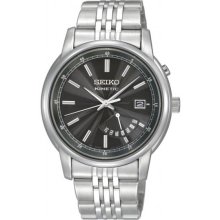 Seiko Men's Stainless Steel Kinetic Gray Dial Day and Date SRN029