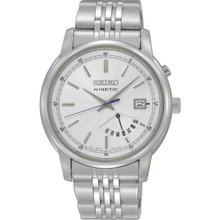 Seiko Men's Stainless Steel Kinetic Silver Dial Day and Date SRN027