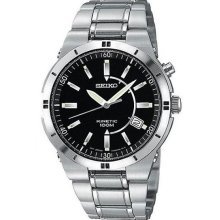 Seiko Men's Stainless Steel Dress Black Dial Kinetic SKA347