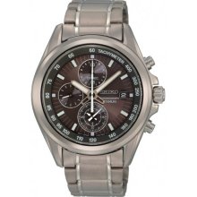 Seiko Men's Titanium Quartz Chronograph Tachymeter Link Bracelet SNDC91