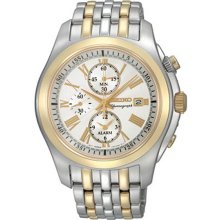 Seiko Men's Two Tone Stainless Steel Alarm Chronograph Roman Numeral SNAE32