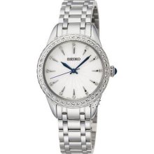 Seiko Silver Dial Stainless Steel Crystals Ladies Watch SRZ385