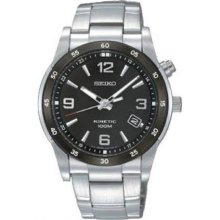 Seiko SKA505 Stainless Steel Dress Black Dial Kinetic