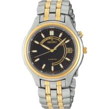 Seiko Skh044 Kinetic Black Dial Two-tone Men's Watch