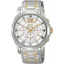 Seiko SPC058 Premier Two Tone Stainless Steel Chronograph White Dial