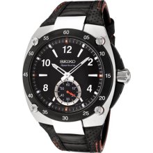 Seiko SRK023P2 Mens Sportura Quartz Black Dial Leather Strap