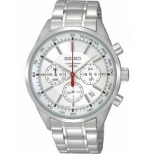 Seiko SSB035 Stainless Steel Quartz Chronograph Silver Dial Tachymeter