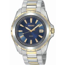 Seiko Steel Two-tone Date Bracelet Blue Dial Men's Watch SGEE72