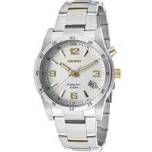 Seiko Watches Men's Kinetic Two tone w/ White Dial Analog Kinetic 2 T