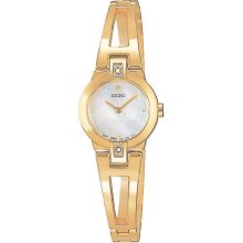 Seiko Women's Suj708 Watch Gold Tone Mother Of Pearl Dial