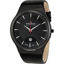 Skagen 234xxltlb Black Titanium Leather Strap Men's Watch