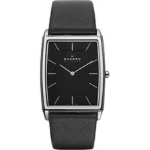 Skagen Black Leather Band Men's watch