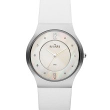 Skagen Round Leather Strap Watch