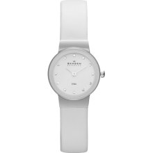 SKAGEN SKAGEN White Leather & Steel Watch