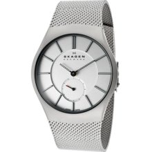 Skagen Watches Men's Silver Dial Stainless Steel Mesh Stainless Steel